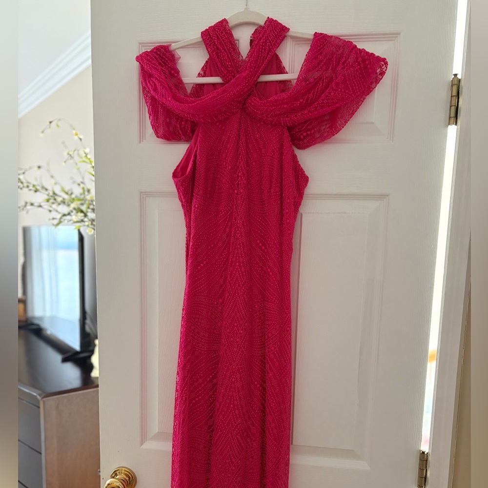 Tadashi Shoji Vibrant Pink Backless Dress